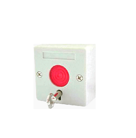 Botón de pánico con llave, color blanco 5x5x3CM 12VDC/24VDC 0.3AMP