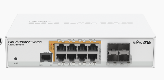 Cloud Router Switch Administrable L3, 8 puertos 10/100/1000 Mbps c/PoE Pasivo ó 802.3af/at, 4 Puertos SFP