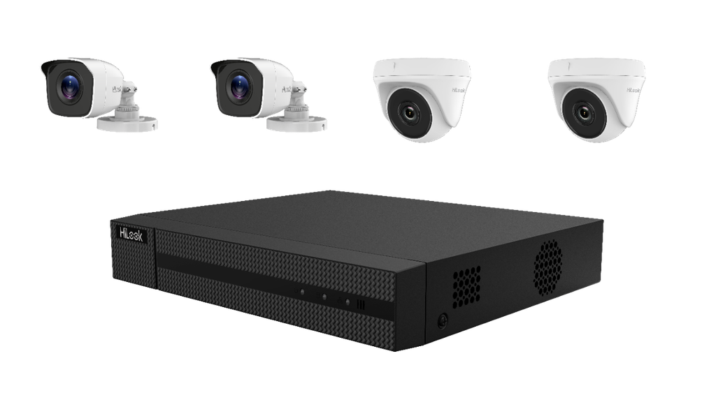 Kit CCTV 4 canales 2 cámaras tipo bullet 2 cámaras tipo domo