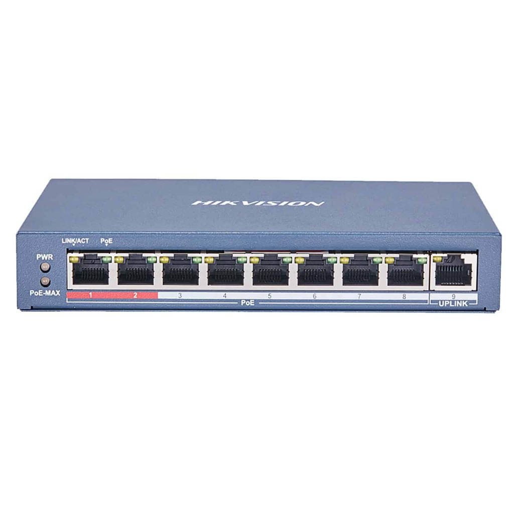 Switch PoE+ / No Administrable / 8 Puertos 10/100 Mbps PoE+ / 1 Puerto 100 Mbps Uplink / PoE hasta 250 metros / 60 W