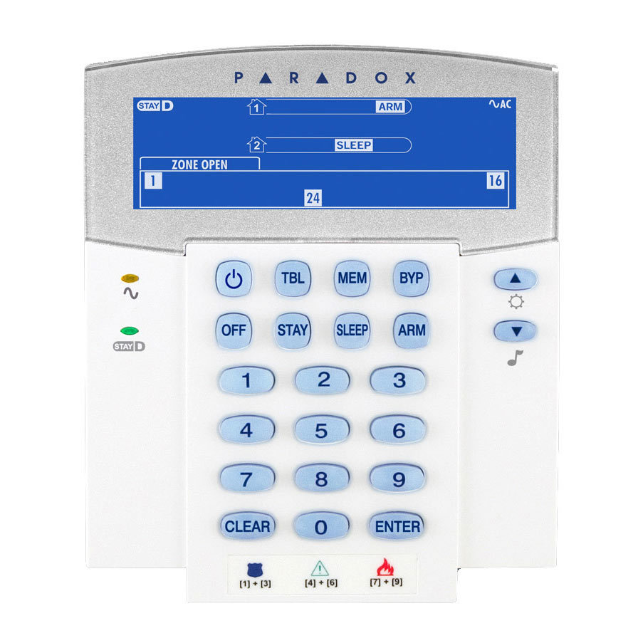 Teclado LCD 32 zonas P/central de robo - 2 particiones compatible con: MG5000, MG5050 y Spectra SP antiguo K32I