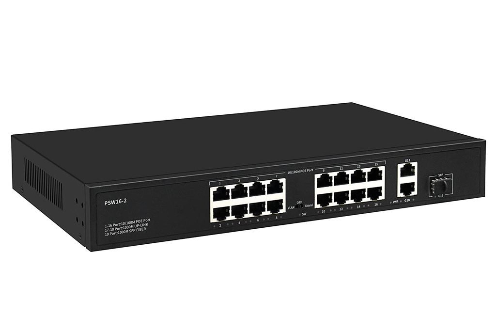 SWITCH 16 PUERTOS STC-S0116P 10/100 Mbps FAST ETHERNET PoE