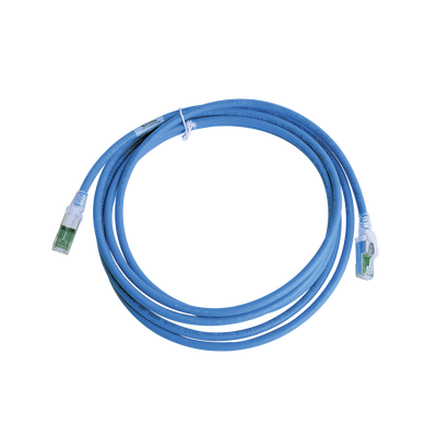Patch cord RJ45 CAT6A ZM6A-S10-06B cobre blindado, S/FTP, T568A/B, trenzado azul