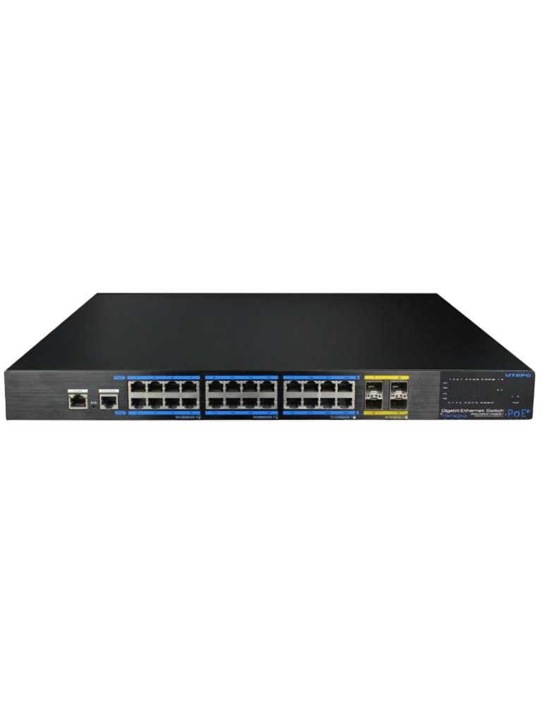 Switch UTEPO administrable 24 puertos PoE gigabit 450W capa 3 rackeable