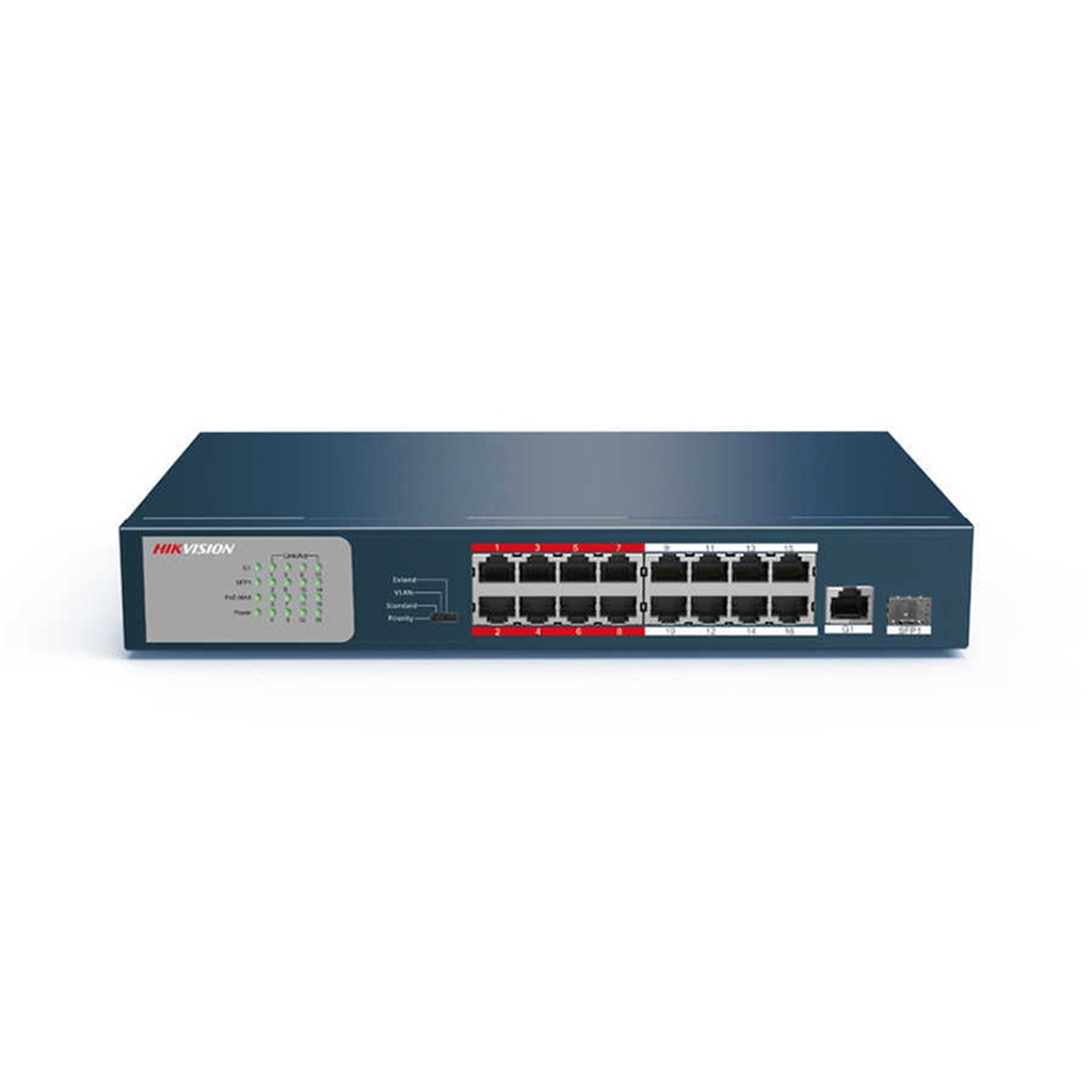 Switch 16 puertos 100M PoE Y 2 combos 1000 MBP