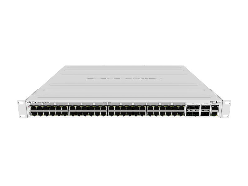 Cloud Router Switch 48 puertos PoE 802.3af/at Gigabit, 4 puertos SFP+ 10G, 2 puertos QSFP+ 40G, Montaje en Rack