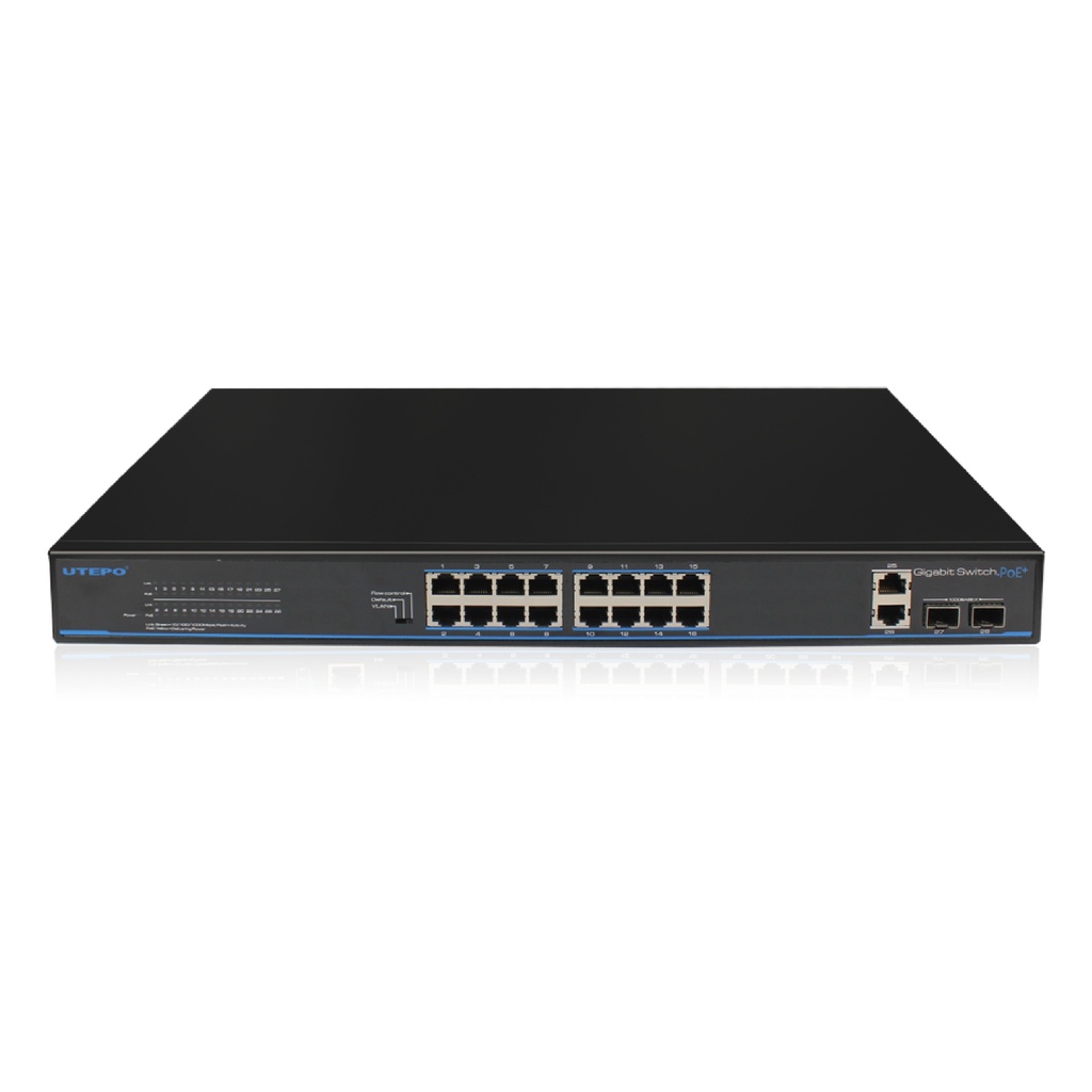 Switch PoE / Administrable / 24 Puertos PoE fast ethernet / 2 Puertos Gigabit ethernet / 1 Puerto 1000 Base-X combo SFP