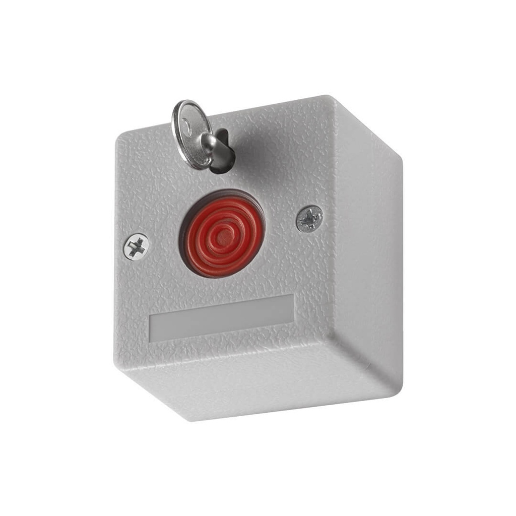 Botón de Pánico Cableado / Compatible con Cualquier Panel de Alarma / LLave de Seguridad / NO / NA / Material Retardante al Fuego (ABS)