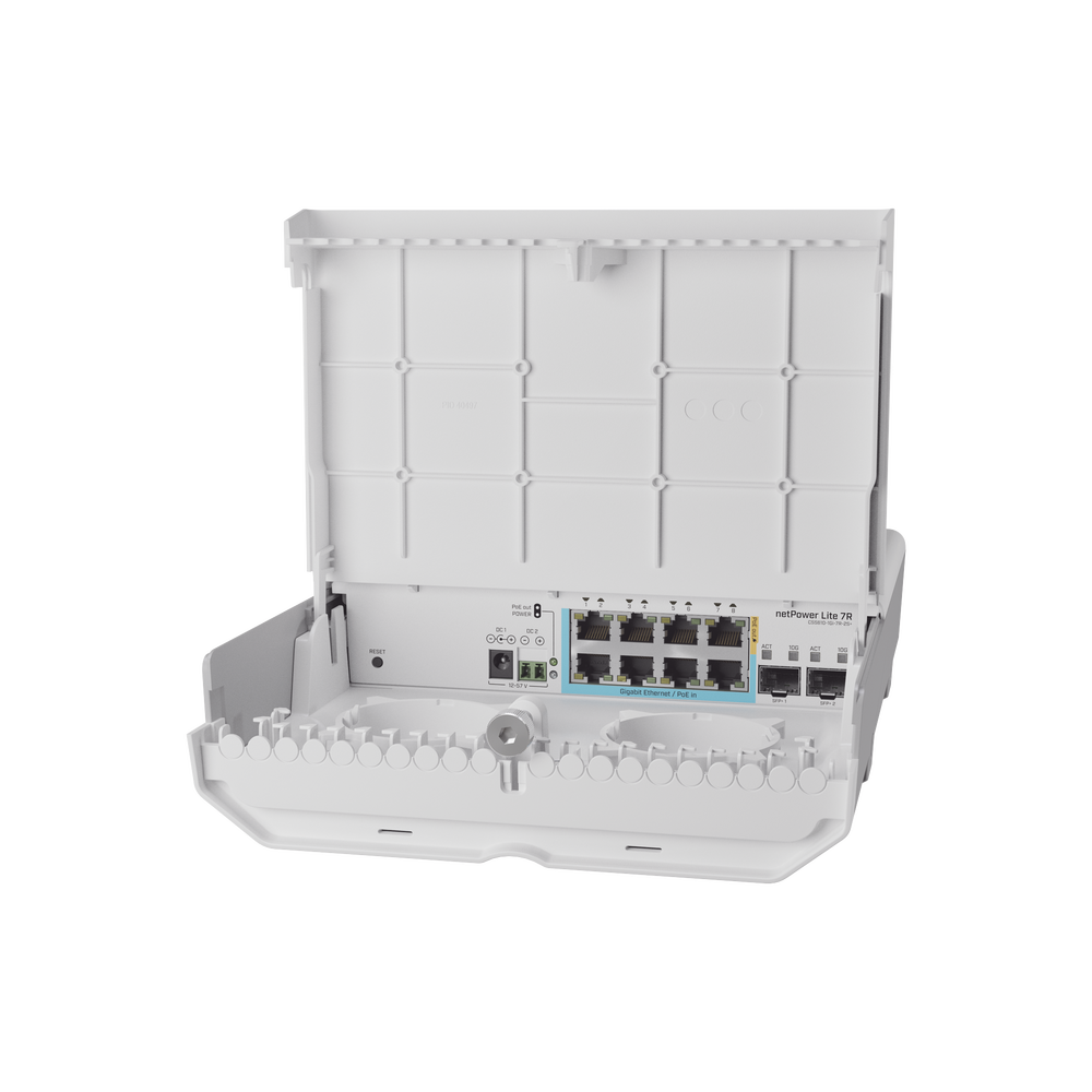 netPower Lite 7R Switch Smart 7 puertos PoE Inverso Gigabit, 2 SFP+ 10G, para exterior
