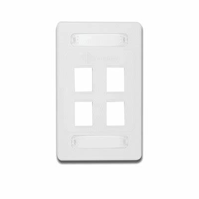 Placa de pared Keystone de 4 salidas, color blanco, para Jacks Keystone Z-MAX y MAX