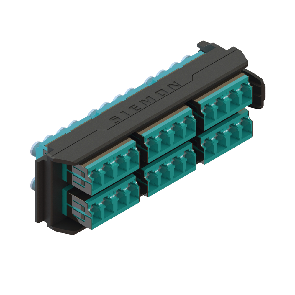 Placa acopladora Lightverse, 6 conectores dúplex LC/UPC "SHUTTERED", acepta hasta 12 fibras multimodo 0M3 Y OM4
