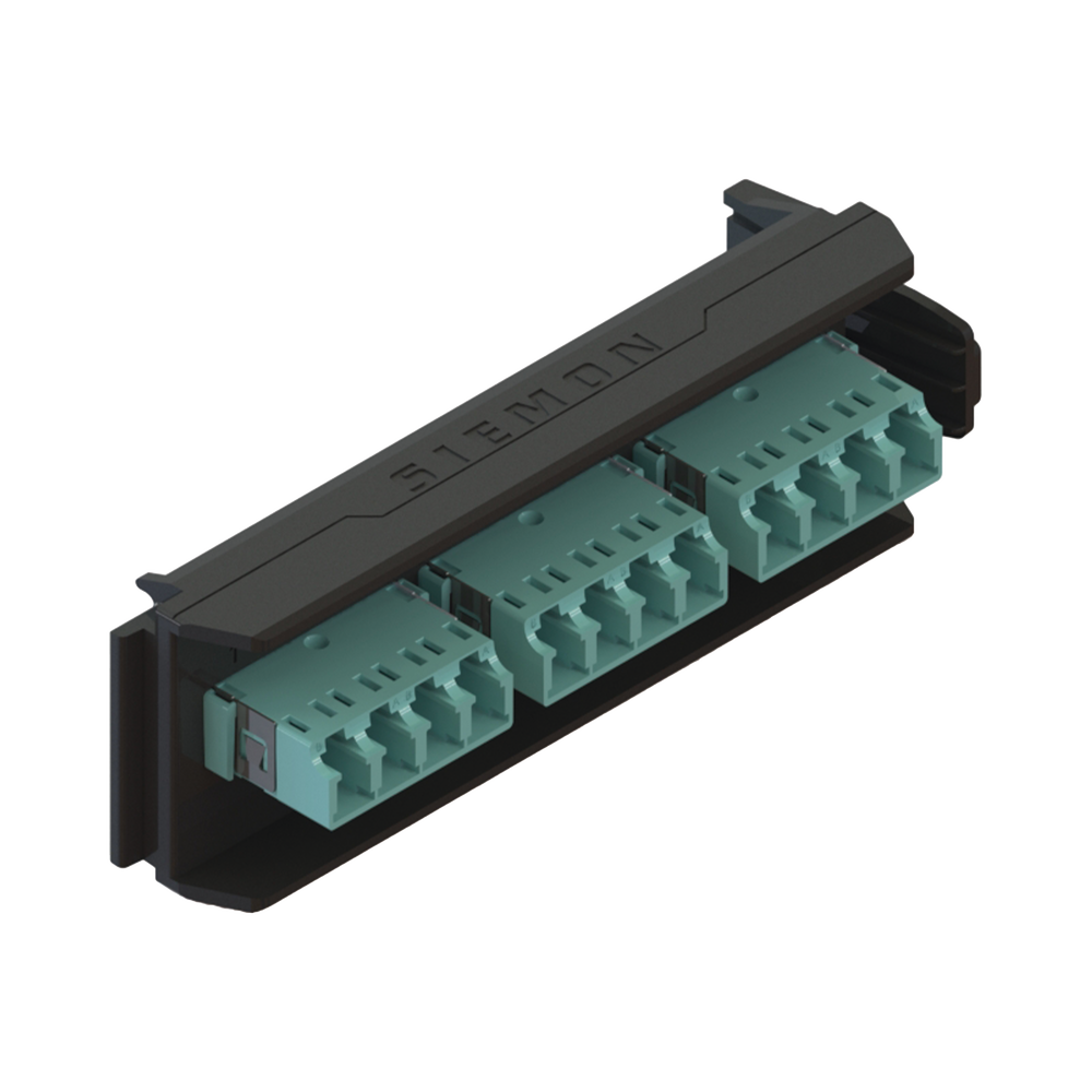 Placa acopladora Lightverse, 6 conectores dúplex LC/UPC "SHUTTERED", acepta hasta 12 fibras multimodo 0M3 Y OM4