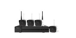 [IK‐4142BH‐MH/W(B)] Kit CCTV inalámbrico 4 canales, 4 cámaras tipo bullets Ip 2mp WI-FI, metálicas/plásticas intemperie IP66