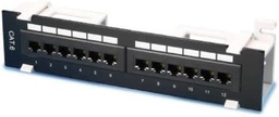 [MPE-01K] Patch Panel UTP CAT5E, 12 Port, 110 IDC wall type, 50 microns Gold - negro