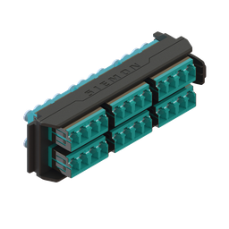[LVA24-LCQ-BC-A] Placa acopladora Lightverse, 6 conectores dúplex LC/UPC "SHUTTERED", acepta hasta 12 fibras multimodo 0M3 Y OM4